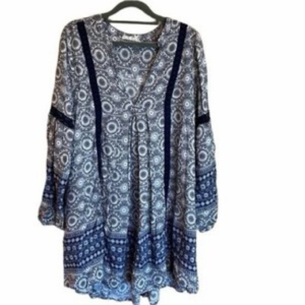 Altar'd State Navy and White Boho Blouse
